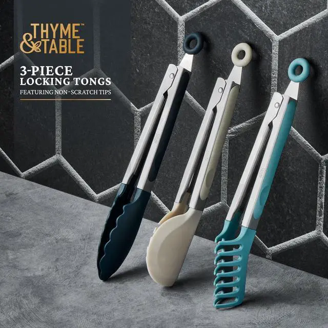 Alt view image 4 of 6 - Thyme & Table Heat Resistant Silicone Locking Tongs (3 Count)