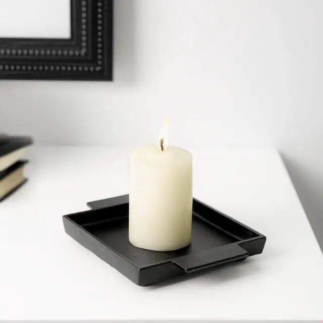Main image of Better Homes & Gardens Black Cast Iron Tray Candleholder Plate, 5"
