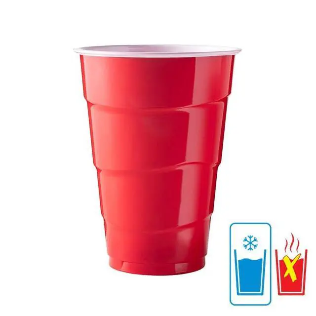 Alt view image 5 of 6 - Great Value Everyday Disposable Plastic Party Cups, Red, 18 oz, 100 Count