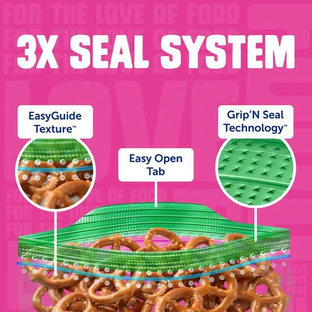 Alt view image 5 of 5 - Ziploc® Brand Snack Bags with EasyGuide Texture, Grip 'n Seal Technology, Food Storage, Zipper, 200 Count