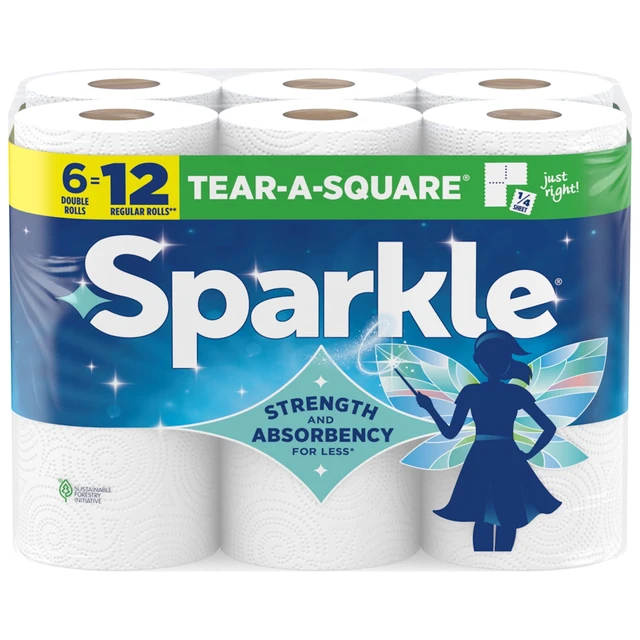 Alt view image 2 of 5 - Sparkle Tear-A-Square Paper Towels, 6 Double Rolls, 110 Sheets per Roll