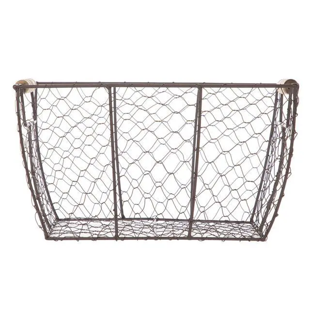 Alt view image 6 of 6 - Mainstays Decorative Chicken Wire Basket with Wood Handles, Brown, 12.2 in x 8 in x 7.28 in