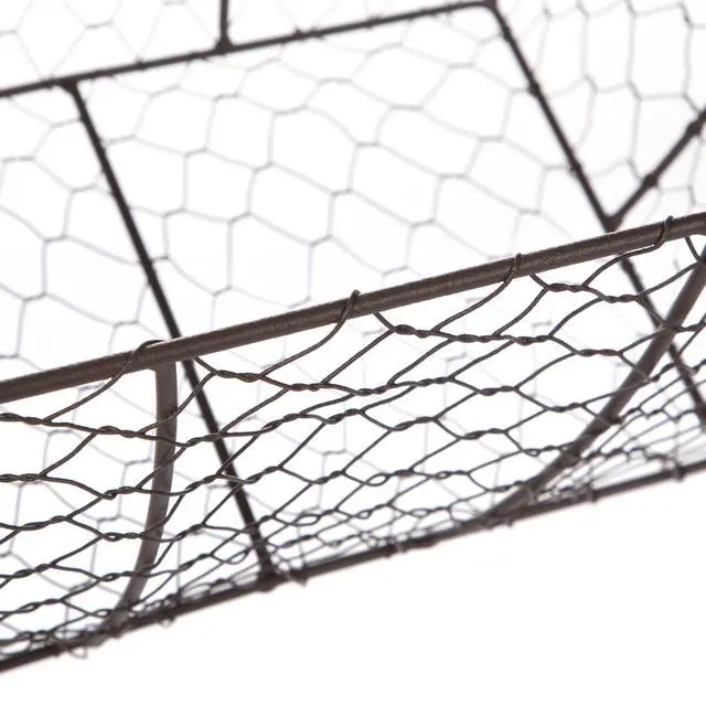 Alt view image 2 of 6 - Mainstays Decorative Chicken Wire Basket with Wood Handles, Brown, 12.2 in x 8 in x 7.28 in