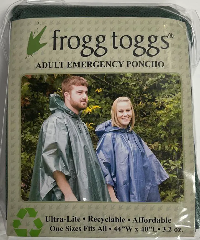 Alt view image 2 of 6 - Frogg Toggs Adult Emergency Poncho, Lightweight & Breathable Raincoat, One-Size