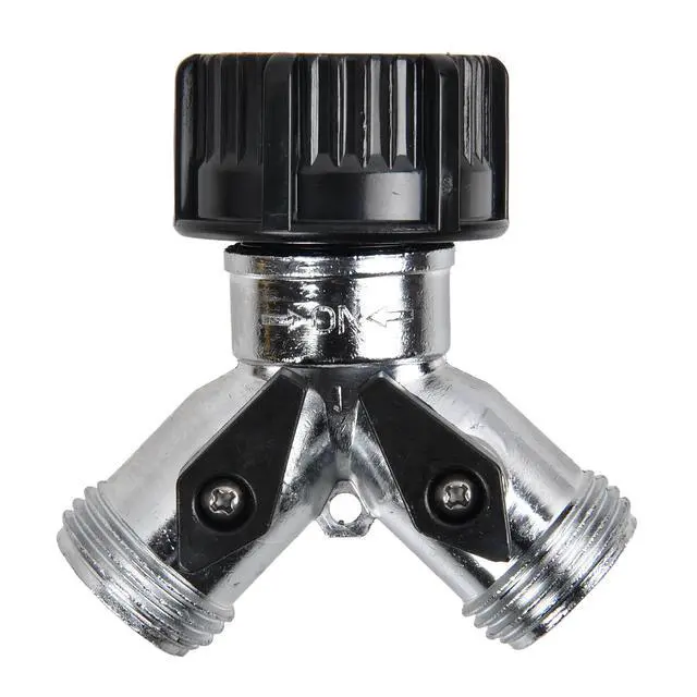 Alt view image 2 of 5 - (2 pack) Expert Gardener Metal 2-Way Y Hose Shut-off Connector