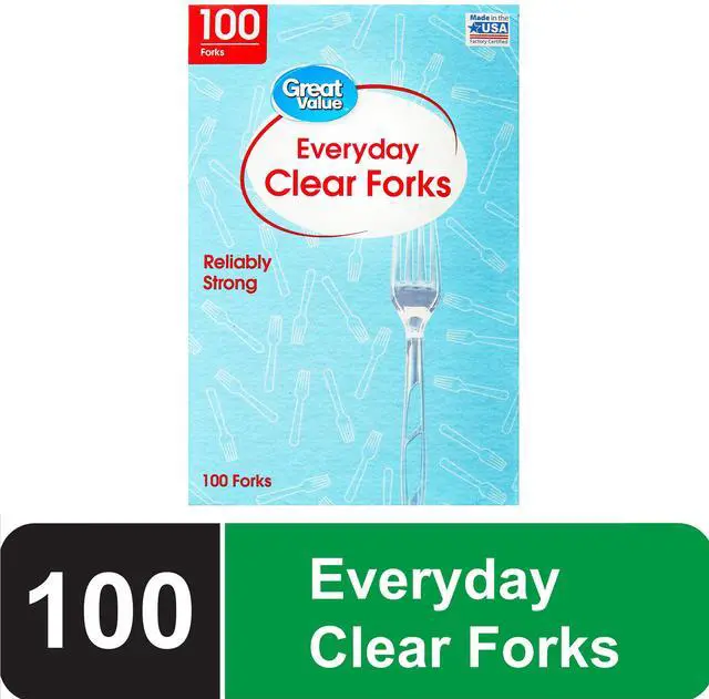 Main image of Great Value Everyday Clear Disposable Forks, 100 Count