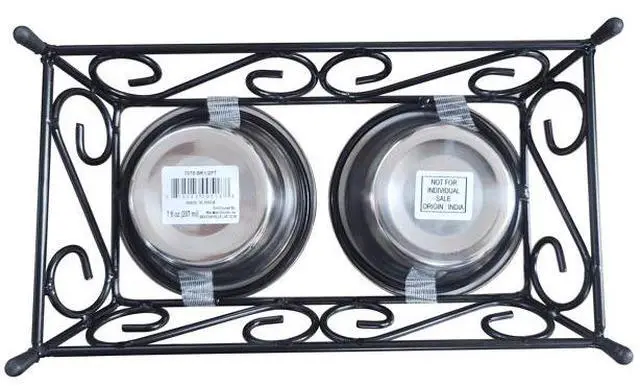 Alt view image 3 of 6 - Gofetch Stainless Steel Pet Food Bowl with Double Diner in Black and Silver