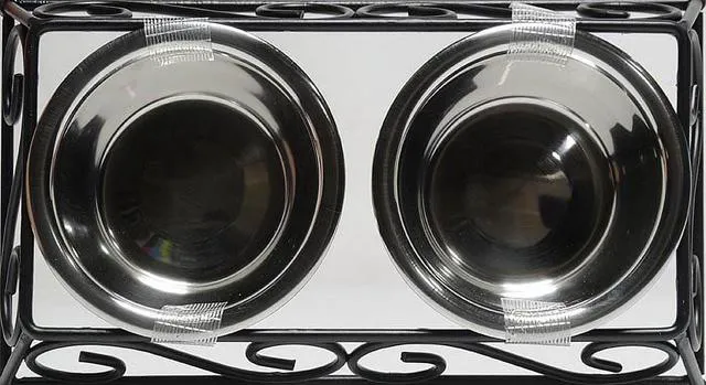 Alt view image 4 of 6 - Gofetch Stainless Steel Pet Food Bowl with Double Diner in Black and Silver