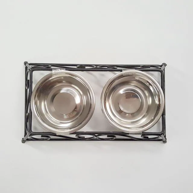 Alt view image 6 of 6 - Gofetch Stainless Steel Pet Food Bowl with Double Diner in Black and Silver