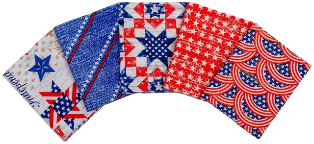 Alt view image 4 of 5 - Create It 18"x21" Cotton Patriotic Precut Sewing & Craft Fabric Bundle, Multicolor 5 Piece