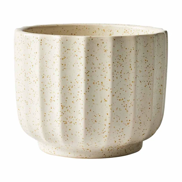 Main image of Better Homes & Gardens Speckled Ribbed Ceramic Vase, Cream White, 4.5 in, 1 Piece