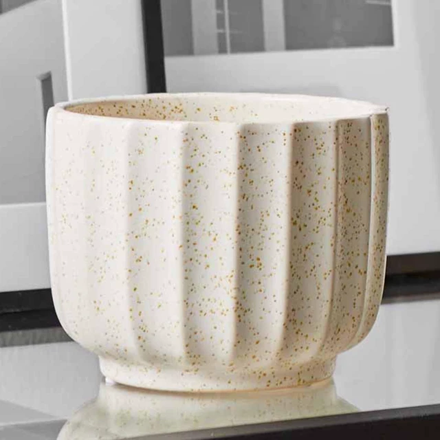 Alt view image 3 of 6 - Better Homes & Gardens Speckled Ribbed Ceramic Vase, Cream White, 4.5 in, 1 Piece
