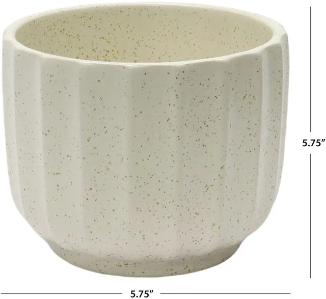 Alt view image 2 of 6 - Better Homes & Gardens Speckled Ribbed Ceramic Vase, Cream White, 4.5 in, 1 Piece