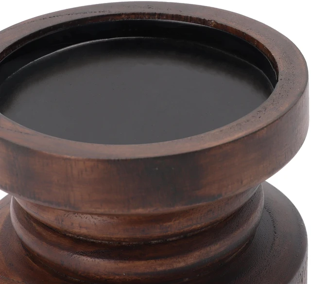 Alt view image 2 of 7 - Mainstays Decorative Wood Pillar Candleholder, Dark Brown, 4 in