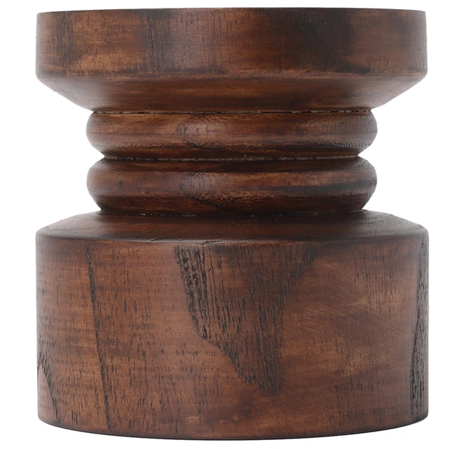 Alt view image 6 of 7 - Mainstays Decorative Wood Pillar Candleholder, Dark Brown, 4 in