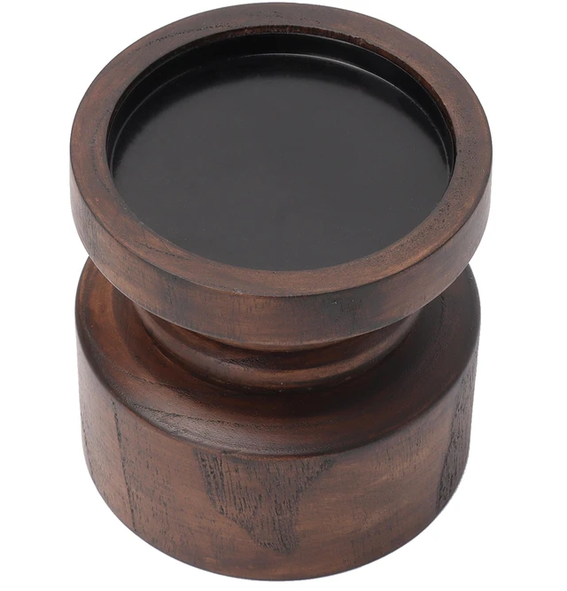 Alt view image 7 of 7 - Mainstays Decorative Wood Pillar Candleholder, Dark Brown, 4 in