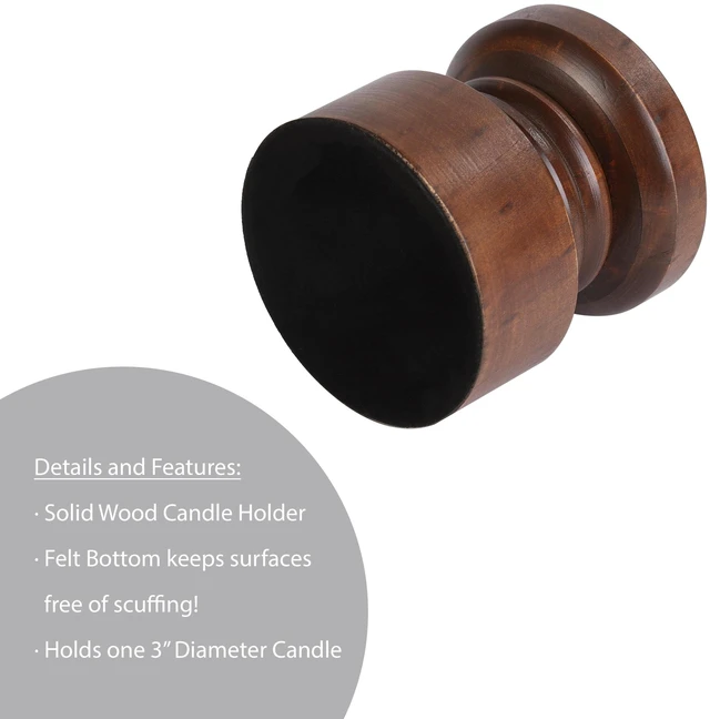 Alt view image 5 of 7 - Mainstays Decorative Wood Pillar Candleholder, Dark Brown, 4 in