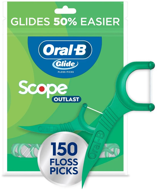 Main image of OralB Floss, Glide Mint Floss Picks with Scope, 150 Count