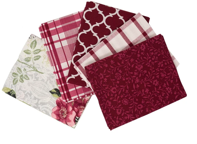 Alt view image 3 of 4 - Waverly Inspirations Sewing & Craft Fabric Bundle, 100% Cotton, Cranberry, 18 x 21 in, 5 Pieces