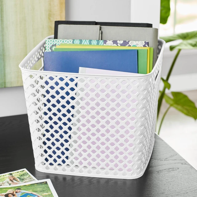 Alt view image 3 of 5 - Mainstays Cube Decorative Plastic Storage Basket, Arctic White