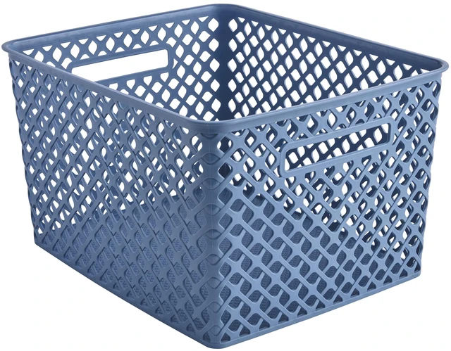 Main image of Mainstays Large Blue Decorative Plastic Storage Basket