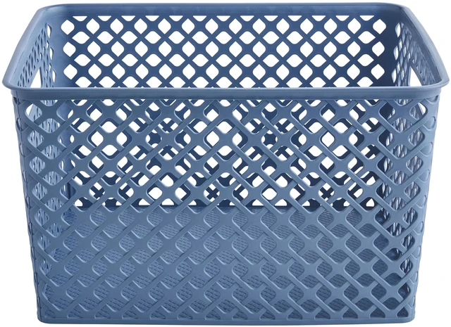 Alt view image 2 of 5 - Mainstays Large Blue Decorative Plastic Storage Basket