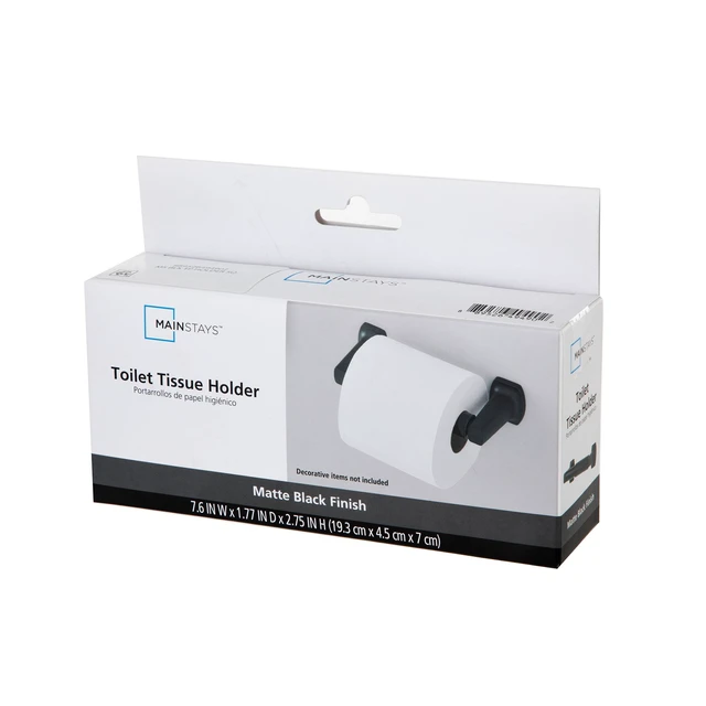 Alt view image 4 of 4 - Mainstays Wall-Mounted Toilet Paper Holder, Matte Black, Hardware Included