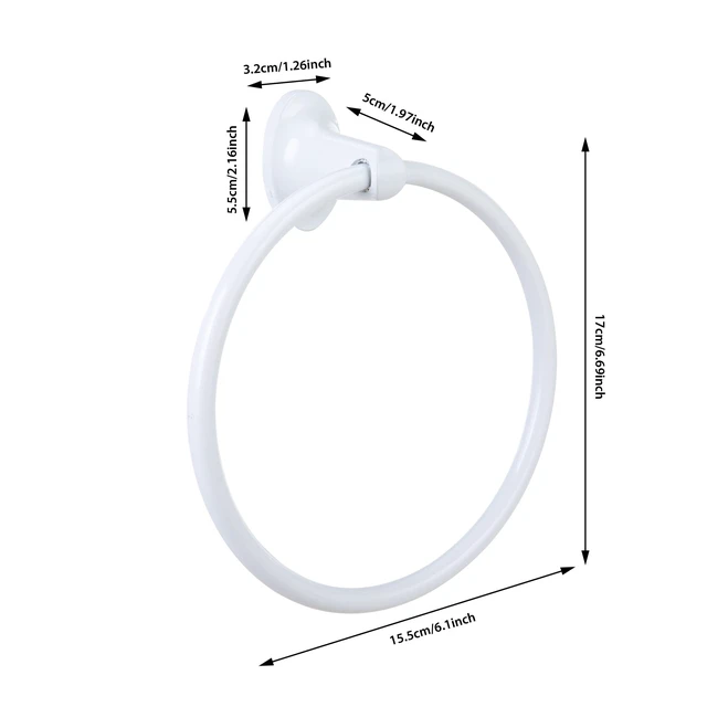 Alt view image 2 of 4 - Mainstays 7.1 in Oval Wall Mount Towel Ring, White Finish, with Hardware