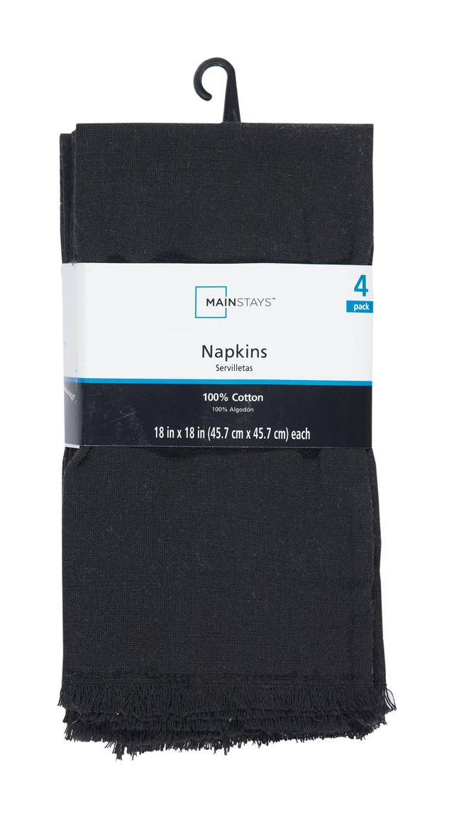 Alt view image 7 of 7 - Mainstays 4 Pack Solid Black Napkin Set - 18" x 18" - 100% Cotton