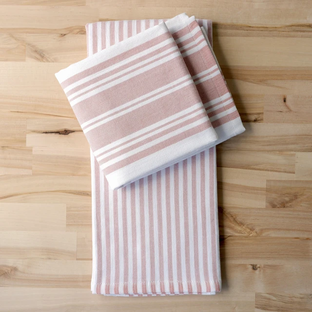Alt view image 4 of 6 - Better Homes & Gardens Kitchen Towels, 2-Piece Set, Old Rose/White