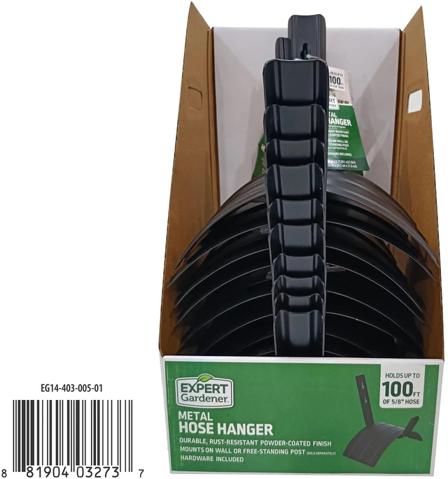 Alt view image 2 of 7 - Expert Gardener Metal Hose Hanger in Black Color, Holds up to 100 Feet (30.4 m) of 5/8 inch Standard Vinyl Hose