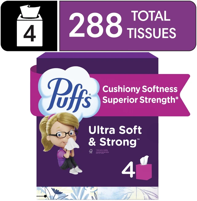 Main image of Puffs Ultra Soft Facial Tissues, 4 Count