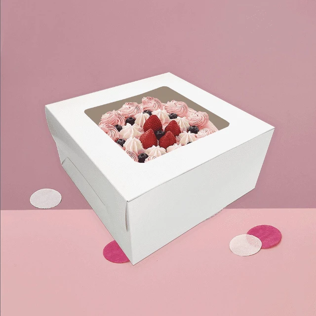 Alt view image 3 of 7 - (2 pack) 11 Inch x 11 Inch x 4 Inch White Cake Box with Window by Way To Celebrate