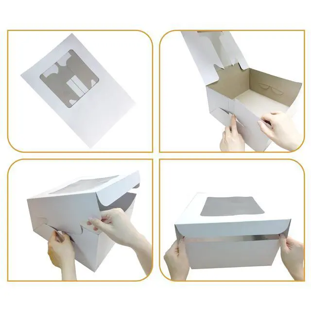 Alt view image 5 of 7 - (2 pack) 11 Inch x 11 Inch x 4 Inch White Cake Box with Window by Way To Celebrate