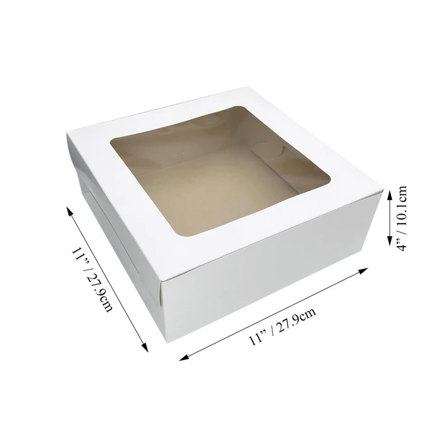 Alt view image 6 of 7 - (2 pack) 11 Inch x 11 Inch x 4 Inch White Cake Box with Window by Way To Celebrate
