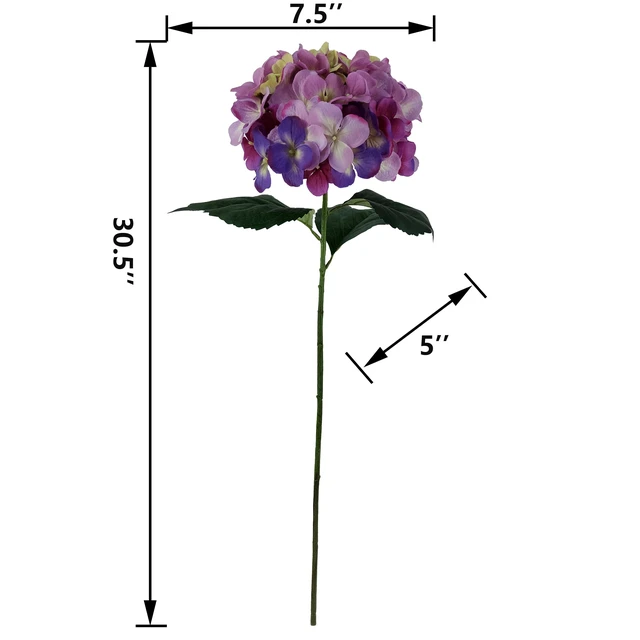Alt view image 3 of 5 - Mainstays Artificial Hydrangea Flower Stem, 30.5 in, Purple, Indoor Use