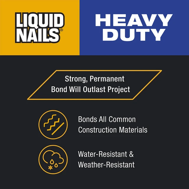 Alt view image 5 of 5 - (2 pack) Liquid Nails Heavy Duty 10 oz. White Low VOC Construction Adhesive