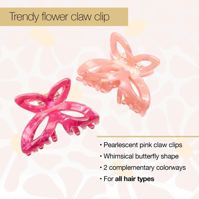 Alt view image 2 of 5 - Scunci x Kelsey Anderson Acrylic Butterfly-Shaped Claw Clips, Pink, 2 count