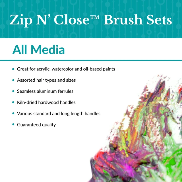 Alt view image 2 of 6 - Royal & Langnickel Assorted Shapes All Media Taklon Art Brushes 25 Pieces