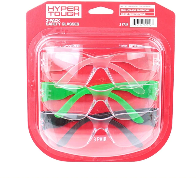 Main image of Hyper Tough 3-Pack Unisex Safety Glasses with Z87.1 Poly-Carbonate Lens