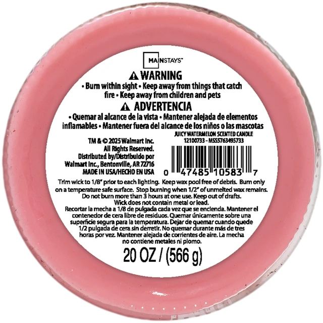 Alt view image 2 of 5 - Mainstays Juicy Watermelon Scented Single Wick Jar Candle, 20 oz
