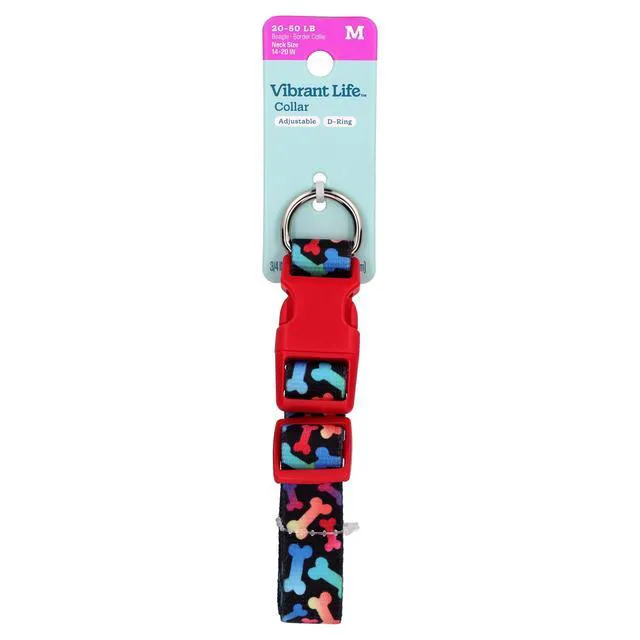Alt view image 6 of 6 - Vibrant Life Adjustable Fashion Dog Collar, Multicolor Bones, M