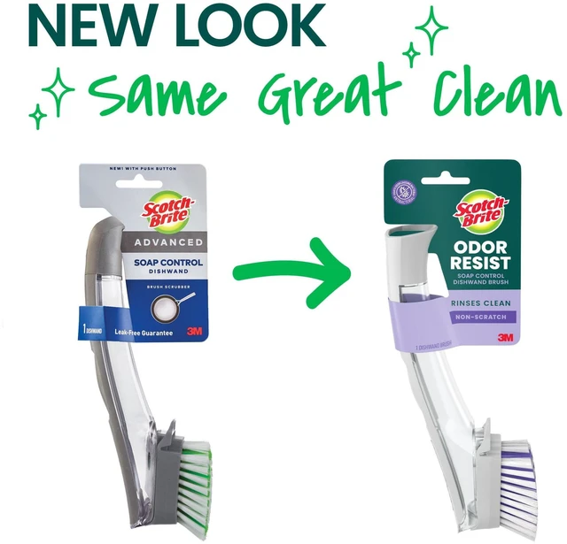 Alt view image 5 of 5 - Scotch-Brite Soap Control Odor Resist Dishwand Brush, Non-Scratch, Rinses Clean, 1 Brush