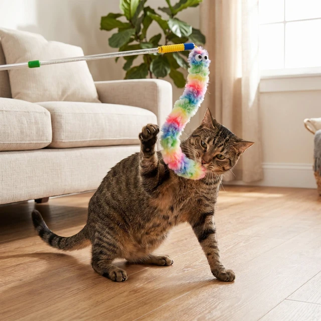 Alt view image 2 of 5 - Vibrant Life Catnip Rainbow Wand Teaser Cat Toy, 23"