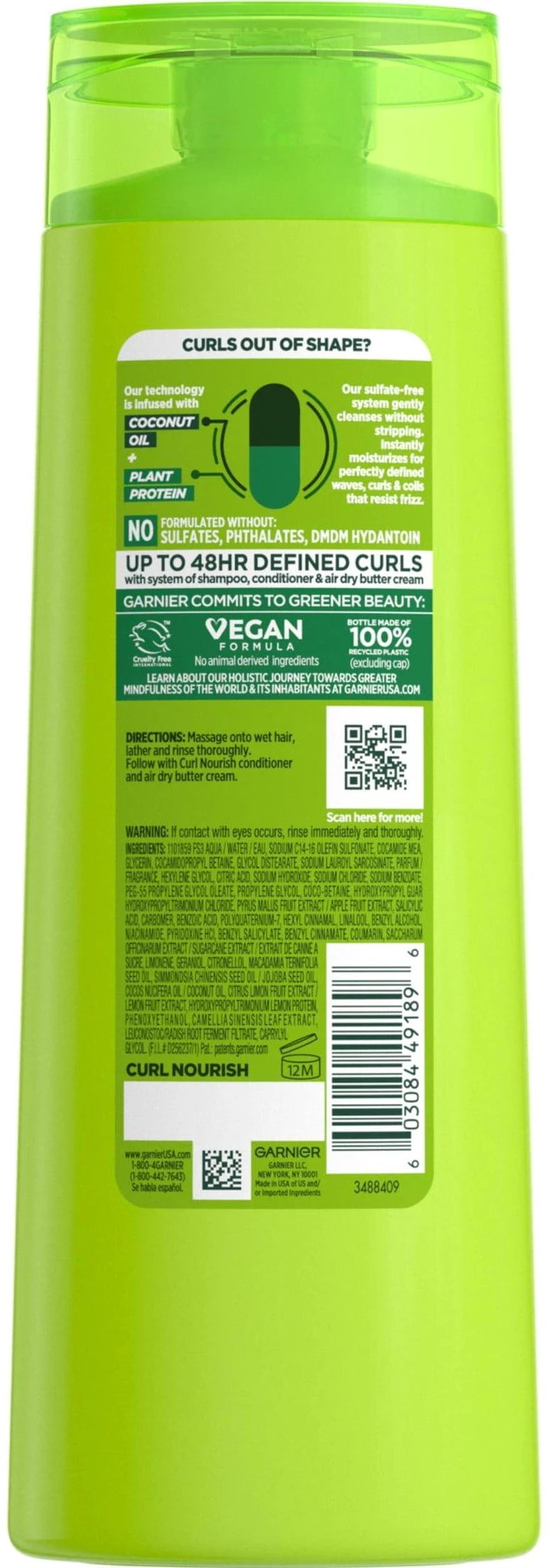 Alt view image 4 of 5 - Garnier Fructis Curl Nourish Moisturizing Shampoo with Elasto Protein, 12.5 fl oz