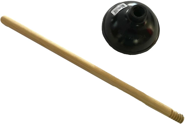Alt view image 3 of 5 - Kendik Rubber Toilet Plunger with Wood Handle. Clears Toilets, Sinks, Drains.