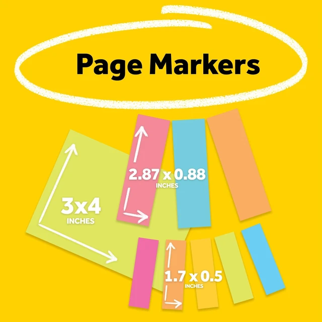 Alt view image 5 of 5 - Post-it Notes and Page Markers, Assorted Sizes & Bright Colors, 450 Sheets Total