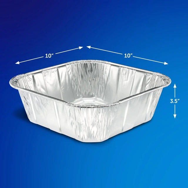 Alt view image 4 of 6 - EZ Foil Multi Purpose 10 LB Roaster Disposable Aluminum Roasting Pans with Lids, 10 x 10 x 3.5 in., 2 Count