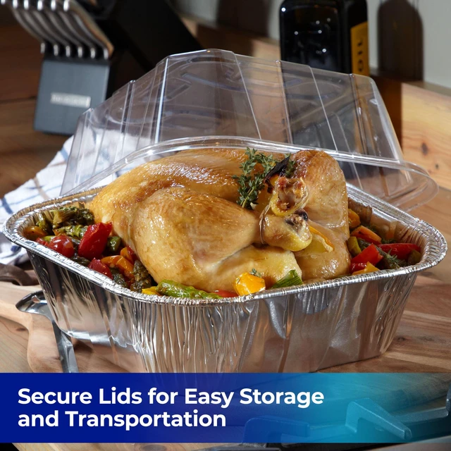 Alt view image 6 of 6 - EZ Foil Multi Purpose 10 LB Roaster Disposable Aluminum Roasting Pans with Lids, 10 x 10 x 3.5 in., 2 Count