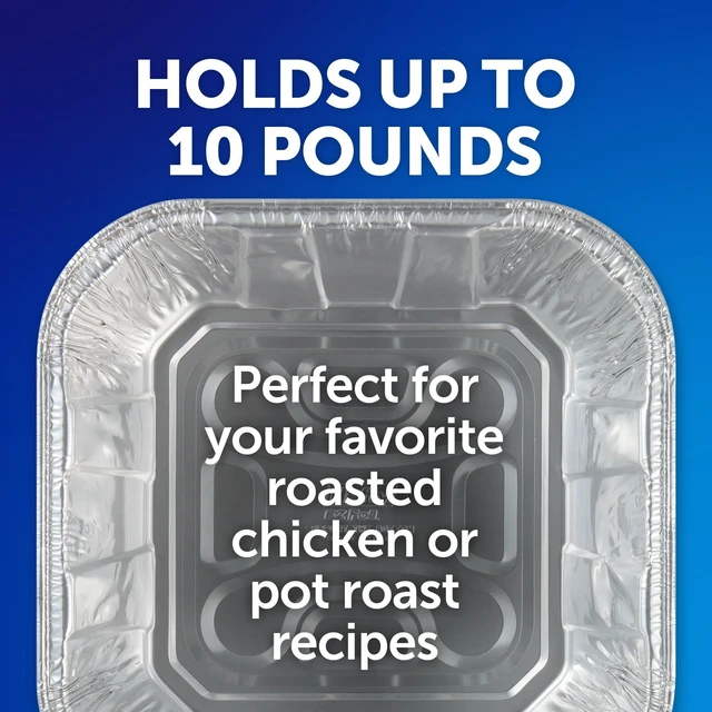 Alt view image 2 of 6 - EZ Foil Multi Purpose 10 LB Roaster Disposable Aluminum Roasting Pans with Lids, 10 x 10 x 3.5 in., 2 Count